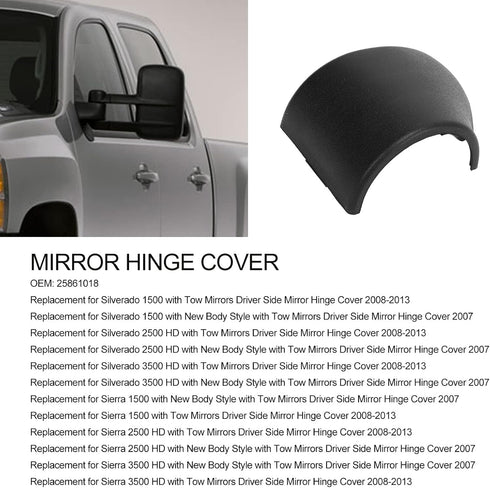 KIMISS Driver Side Door Mirror Cover, Car Exterior Door Side Mirror Hinge Cover 25861018 Replacement for Silverado 1500 (Left)...