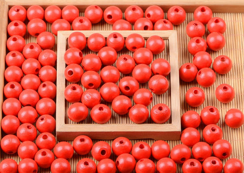 AD Beads Large Hole Wood Spacer Wooden Jewelry Making Bracelet Necklace Chandelier, Large Wooden Rosary Beads Craft Beads (16mm 100pcs, Red)...