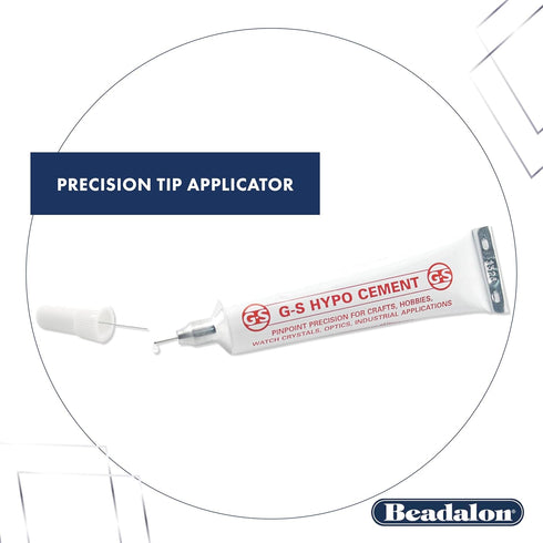 Beadalon G-S Hypo Cement Bead Stringing Glue - Dries Clear, Fine Tip Applicator - Works with Silk Cord, Nymo Thread, Stretchy Elastic Cord, Jewelr...