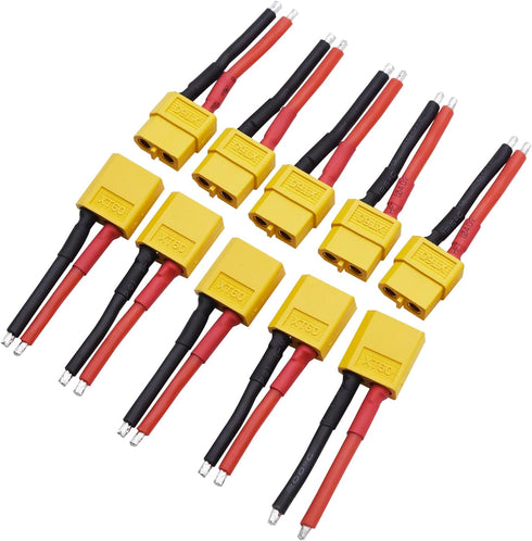 Blomiky XT60H 5 Pairs Female and Male 14AWG Silicon Wire Extention Deans XT60 Plug Connector for RC Cars Drone Lithium Battery XT60 Plug 5...