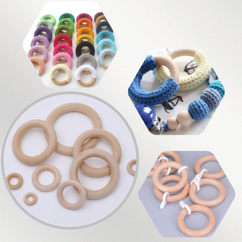 NNHOM 70 Pieces Wooden Rings for Macrame,Wood Rings for Crafts,7 Sizes Macrame Rings Wood Circles for DIY Craft, Ring Pendant and Connectors Jewel...