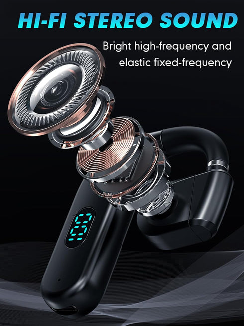 One Ear Headset Open Ear Air-Bone Conduction Headphones Wireless Bluetooth Headset Earpiece with Microphone for Cell Phones 30H Playtime Air-Bone ...