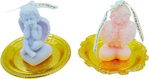 2 Angel Soy Wax Candle 2 Golden Candlestick Tray,Cute Decorative Candles,Scented Candles for Women;Home Decoration;Spa;Relaxation,Aesthetic Candle...