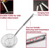Stainless Steel Spider Strainer Skimmer Spoon For Frying and Cooking - Set of 3 Solid Wire Asian Strainer Ladle Pasta Strainer with Long Handle, P...
