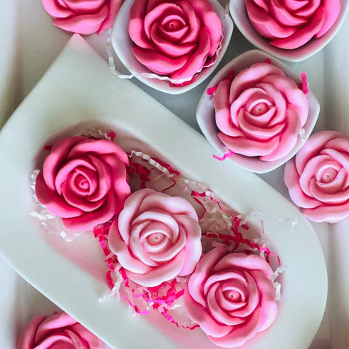 2Pcs/Set 3D Rose Flower Candle Molds, Rose Shaped Craft Art Silicone Mold for Fondant Cake Decoration Making Beeswax Candle Handmade Soap Lotion B...