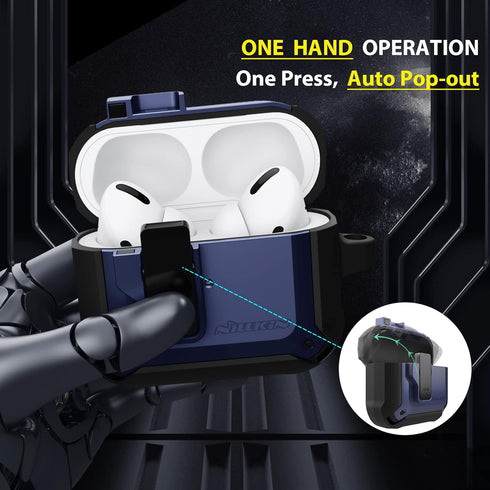Nillkin for Airpods Pro Case Cover with Secure Lock,Press auto pop-Out Earphone case, Military Grade Armor Solid case with Keychain for AirPod Pro...