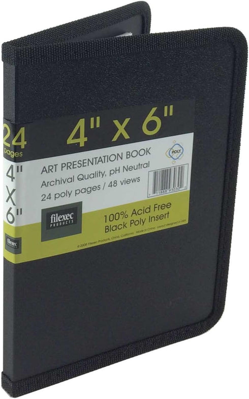 Filexec Products Art Presentation Book, 4"x6", 24Page/48 Views, Pack of 2 (50488-93030), Black...