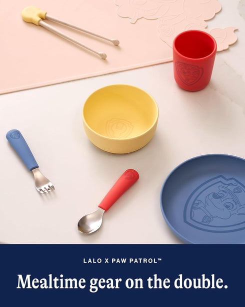 Lalo PAW Patrol Utensils - Toddler Fork and Spoon Set - Stainless Steel and Silicone Ergonomic Toddler Utensils - Children Safe Flatware Set - 2 P...