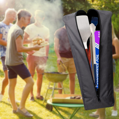 Grill Storage Bag, Grill Utensil Storage,600D Waterproof Oxford Foldable Grill Bag for Camping and Hiking BBQ Tool Storage (Grey)...