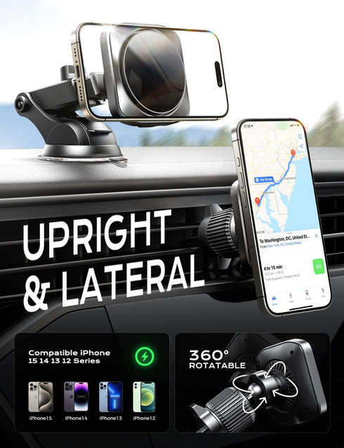 CHGeek for 15W Magsafe Car Mount Charger, iPhone Wireless Car Charger Magnetic Car Phone Holder Mount Fit iPhone 15 14 13 12 Magsafe Case, Vent/Wi...