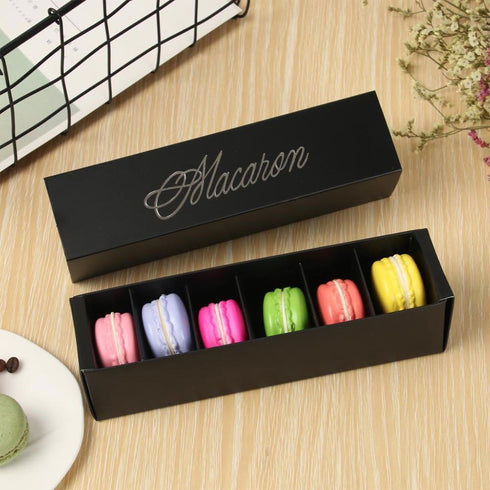 Macaron Box, Chocolate Container, Cookie Holder, Hold 6 Macarons 10 Packs Gift Boxes without Macaron ?Black?...
