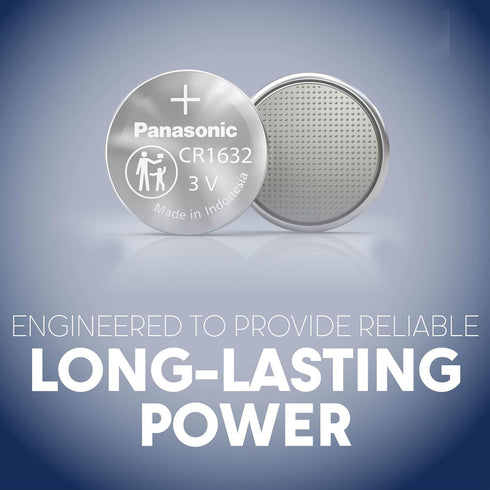 Panasonic CR1632 3.0 Volt Long Lasting Lithium Coin Cell Batteries in Child Resistant, Standards Based Packaging, 4-Battery Pack...