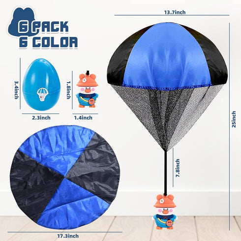 6 Pack Easter Eggs with Easter Parachute Toys Throwing Toy for Kids Boys Girls Easter Basket Stuffers Fillers Gifts Party Favors...