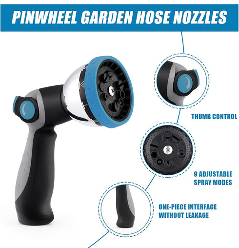 PinWheel Garden Hose Nozzles,Thumb Control Water Garden Hose Sprayer Nozzle, High Pressure Hose Nozzle, Outdoor Hose Nozzle Sprayer?9 Adjustable P...