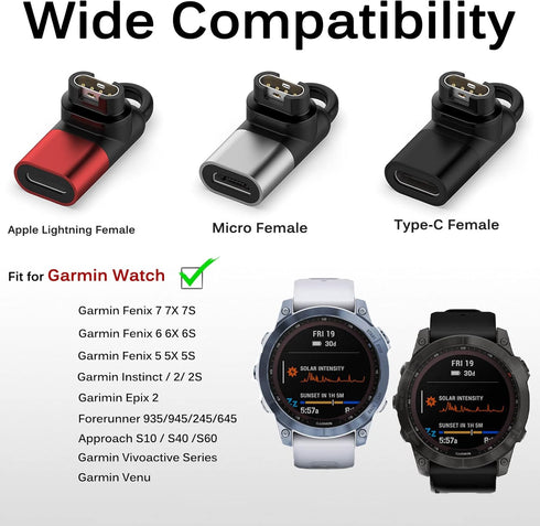 Miimall Compatible for Garmin Forerunner 965/265/265S Charger to Micro Adapter for Fenix 7/7S/7X, Portable Hangable Charging Connector Micro Adapt...