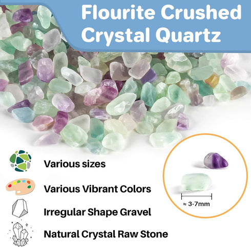Sukh Fluorite Tumbled Crystal Chips - 0.9lb Fluorite Crushed Stone Fish Tank Rocks Gravel for Vase Fillers Decorative Fish Tank Fillers Succulent ...
