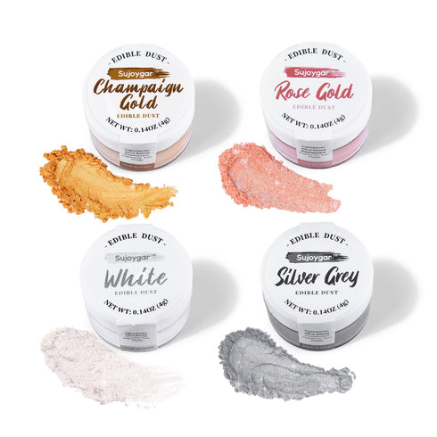 Luster Dust Edible Set, Edible Glitter for Drinks, Food Grade 4g, Shimmer Luster Dust for Cake Decorating, Cocktail, Baking, Strawberries, Chocola...