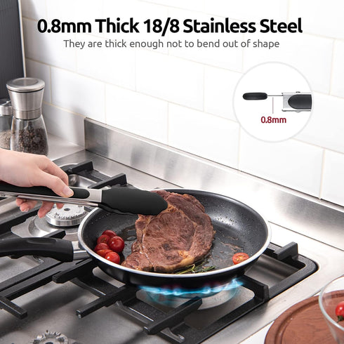 600ºF Heat Resistant Kitchen Tongs: U-Taste 9 inch Silicone Cooking Tong with Firm Sealed Non Stick Rubber Tips & Silicon Coated 18/8 Stainless St...
