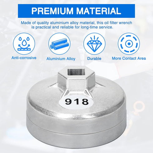 Tongze 74mm Oil Filter Wrench: 15 Flutes Oil Filter Removal Tool Compatible with AC Delco PF63/PF64 Oil Filter for Chevy Silverado 4.3L Equinox 1....