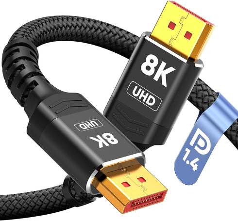 Capshi 8K 4K DisplayPort Cable 1.4, 3.3FT DP Cord (VESA Certified, 8K@60Hz, 4K@144Hz, 2K@240Hz/165Hz), 32.4Gbps High Speed Display Port Cable for ...