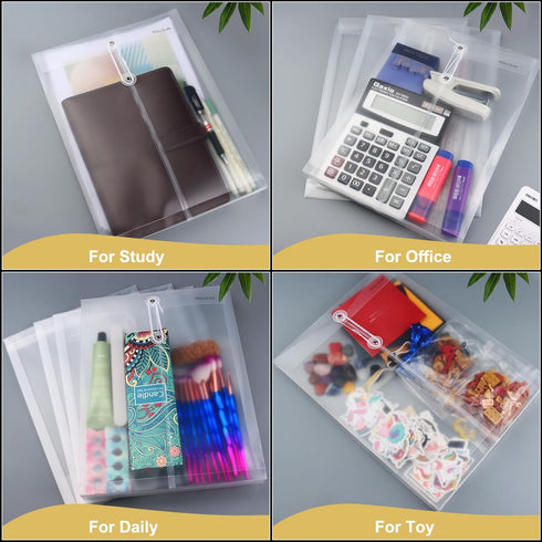 24 Pack Clear Plastic Envelopes with String Closure,A4/US Letter Size,Poly Reusable File Folders Project with1-1/4"Expansion,Paper Documents Organ...