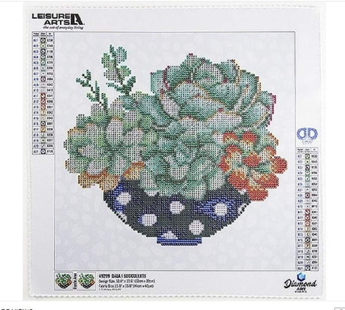 DIAMOND ART BY LEISURE ARTS Succulent Bowl, 12"x12", Intermediate Diamond Painting Kits for Adults, Diamond Art for Adults, Diamond Art Kit, Diamo...