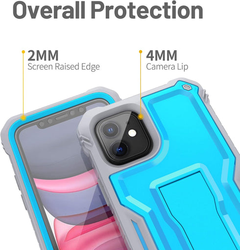 FITO Compatible with iPhone 11 Case, Dual Layer Shockproof Heavy Duty Case with Screen Protector for iPhone 11 and iPhone XR 6.1 inch, Built-in Ki...