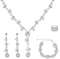 4 Pcs Bridal Jewelry Set Rhinestone Necklace Earrings Bracelet Ring Silver Wedding Jewelry Set Rhinestone Jewelry Set for Women/Brides/Bridesmaids...