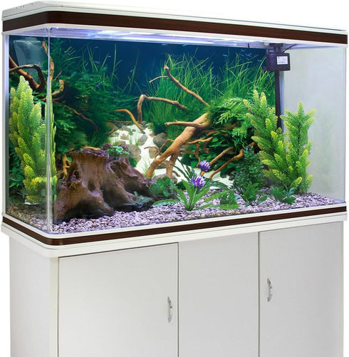 AWERT 48x18 inches Polyester Underwater Grass Plants Aquarium Background Aquatic Plants Stone River Bed and Dead Wood Stone Fish Tank Background...