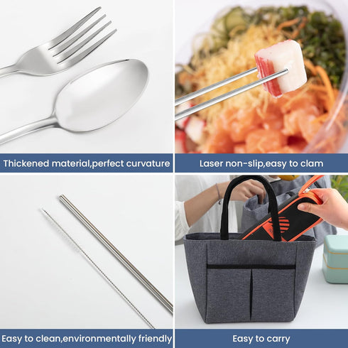 Travel Cutlery, Portable Cutlery Set | Portable Silverware Set, 18/8 Stainless Steel Lunch Reusable Travel Cutlery Set, Fork and Spoon/Knife Set f...