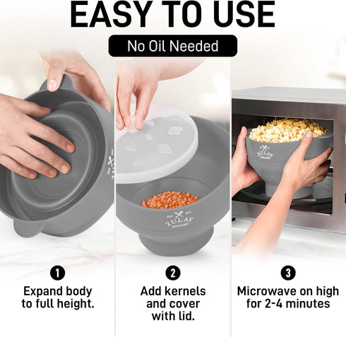 Zulay Microwave Popcorn Popper - BPA-Free Silicone Popcorn Popper Microwave Popcorn Bowl - Collapsible Microwave Popcorn Maker - Family Movie Nigh...