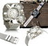 OCT17 Men's Military Quartz Analog Wrist Watch Stainless-steel Metal Mesh Clock Strap Durable Sub Dials Multi Time Zone Chronograph for Man Oversi...