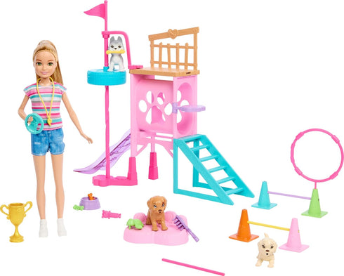 Barbie and Stacie to The Rescue Doll & Playset, Puppy Obstacle Course with Doll, 3 Dog Figures & 18 Accessories...