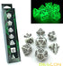 BESCON DARK ELVES Glowing Dice Set (7 piece), Oversized GLOW in DARK Carved Role Playing Games RPG Dice Set...