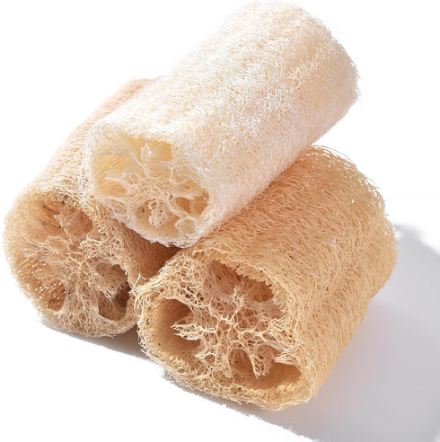 KADS Natural Loofah Sponge, Unbleached, 4 Pcs Luffa in Bulk, Eco Friendly Deep Clean Exfoliating Bath Scrubber for Adults, Men and Women Shower an...