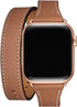 Bestig Bands Compatible with Apple Watch Band 49mm 46mm 45mm 44mm 42mm(Series 3 2 1) Women Men, Genuine Leather Double Tour Slim Strap for iWatch ...