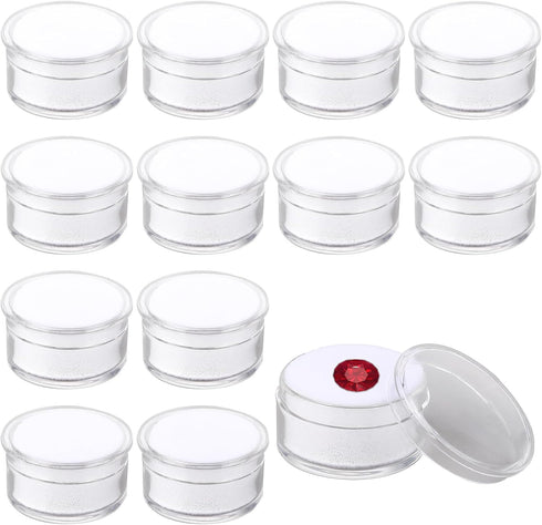 12Pcs Small Display Box Gemstone Holder Case Jewelry Show Box Container Holder with Clear Top Lids and Sponge...