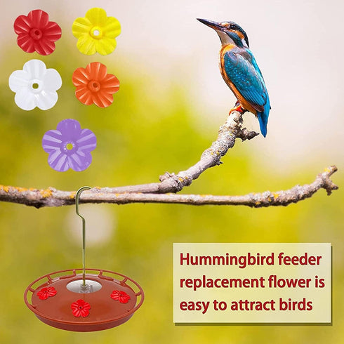 6 PCS Red Hummingbird Feeder Replacement Flowers,Plastic Decorative Flower Feeding Replacement Parts for Hummingbird Feeder Outdoors, Slices Windo...