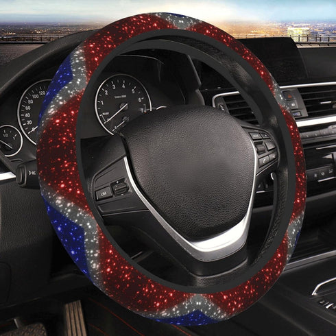 Red White and Blue Sparkle Steering Wheel Cover for Women Men Girls Car Accessories Decor Anti-Slip Neoprene Auto Steering Wheel Covers Protector ...