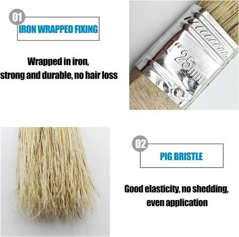 Wooden Handled Hog Bristle Radiator Right Angle Bend Paint Brush, 11" Long, 1" Brush Width (2 Pieces)...