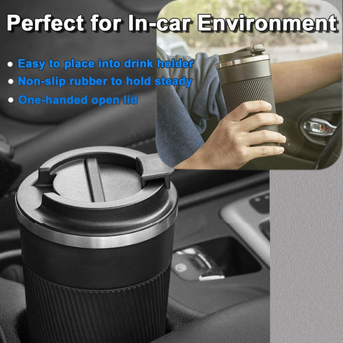 Portable Pour Over Coffee Travel Mug with Reusable Filter, 13oz Stainless Steel Vacuum Thermal Cup, Drip Coffee Tea Cup Maker Set for Camping Trip...