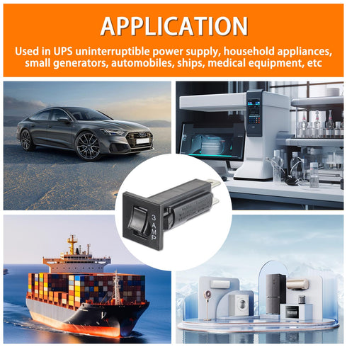 W28-XQ1A-3 Circuit Breaker 32V 3AMP; 2 Poles Snap-in Panel; 250V W28 Series (Pack of 2)...