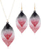 Caiyao Leaf Long Pendant Necklace Dangle Earrings Jewelry Set Delicate Colorful Filigree Long leaves Necklace Unique Bohemian Double Layer Leaf Ch...