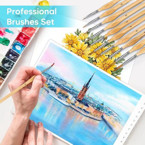 Miniature Paint Brushes, 10PC Fine Detail Paint Brush Set, Mini Small Painting Brushes for Art, Crafts, Acrylic, Watercolor, Oil, Model, Face, War...