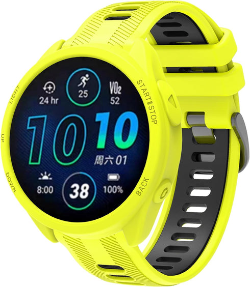 3 Pack Watch Cases Cover Intended for Garmin Forerunner 965 Silicone Protective Case Shell Smartwatch Accessories (Black+White+Yellow)...