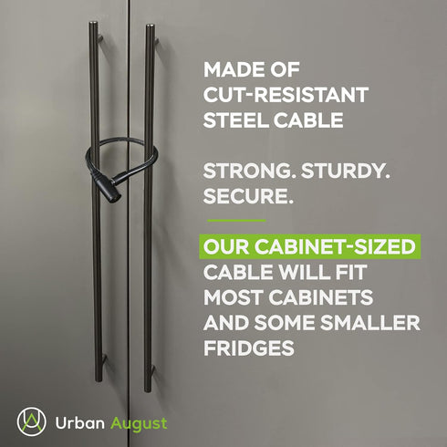 Urban August Child-Proof Refrigerator Lock with Keys - Cable Lock for French Door Fridge, Bike, Stroller, & Helmet - Cabinet Lock for Kids & Adult...
