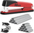 Metal Stapler Heavy Duty 50 Sheet Capacity with 1750 Staples and Staple Remover, Red Stapler Full Strip Staplers for Desk, No Jam, Non-slip Office...
