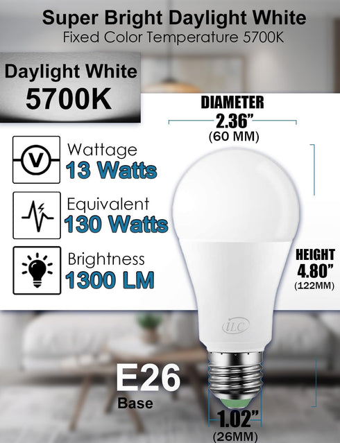 ILC Alexa Light Bulbs, 13W, Smart Light Bulbs Work with Alexa Only, Color Changing LED Light Bulbs Daylight White 5700K (4 Pack)...