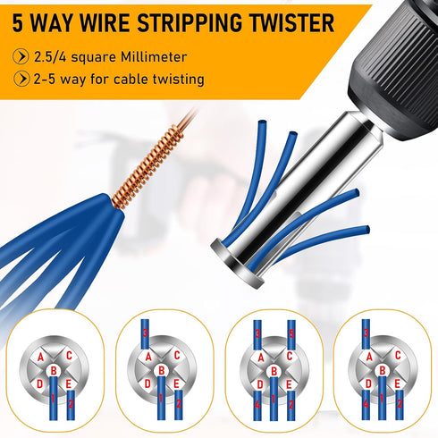 2Pcs Wire Twister Tool for Drill Wire Twister Connector Wire Twisting Tool Wire Stripper Tool for Electrical Power Drill Drivers...