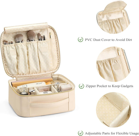 Vlando Toiletry Bag, Large Wash Bag, Travel Cosmetic Make-up Bag, Multi-compartment with Dividers for Cosmetics Makeup Brushes Toiletry Jewelry Ac...